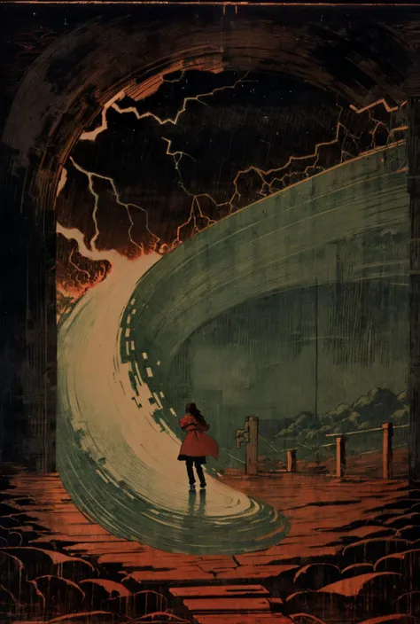 (abstract art:0.8), style of Yuko Shimizu, dark red theme, dark theme, 1girl, beautiful Italian woman, ninja, thunderstorm background, masterpiece, best quality, ultra high res JnTrp <lora:JnTrpA:0.8> and Liam Wong, cinematic lighting