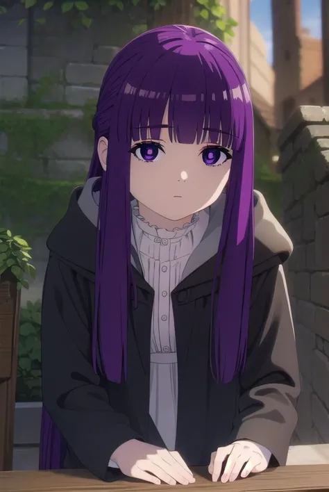 fern, <lyco:fern-lyco-nochekaiser:1>,
fern, long hair, bangs, (purple eyes:1.1), purple hair, sidelocks, blunt bangs, bright pupils, half updo,
BREAK shirt, dress, jacket, white shirt, open clothes, hood, white dress, hood down,
BREAK looking at viewer, upper body, (full body:1.2),
BREAK outdoors, sky, nature,
BREAK <lyco:GoodHands-beta2:1>, (masterpiece:1.2), best quality, high resolution, unity 8k wallpaper, (illustration:0.8), (beautiful detailed eyes:1.6), extremely detailed face, perfect lighting, extremely detailed CG, (perfect hands, perfect anatomy),