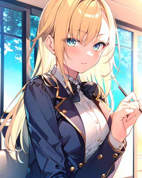 masterpiece, best quality, 1girl, blonde hair, office lady, looking at viewer, <lora:asagi:1>
