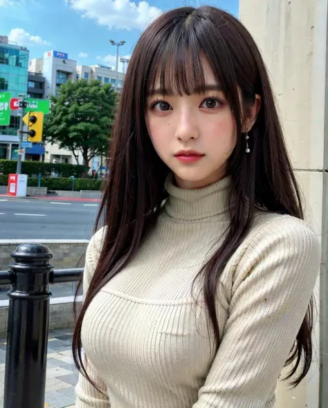 best quality, photorealistic, 8k, high res, 1girl, woman, (skindentation), (portrait:0.6), blur background, outdoor, (high-neck sweater:1.8), gorgeous, (night, floating hair:1.5), (dynamic pose:0.8), soft lighting, wind, garden, looking at viewer, (1girl eyes looking at viewer, brown hair, parted bangs:1.6), photorealistic, (bokeh), gorgeous, pureerosface_v1, <lora:grav-naomi:0.61>