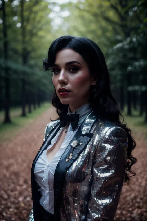 A stunning intricate full color  portrait of gcy , wearing a zatanna outfit, epic character composition, by ilya kuvshinov, alessio albi, nina masic, sharp focus, natural lighting, subsurface scattering, f2, 35mm,<lora:GraceCurrey-RealVision-V1.0:1>