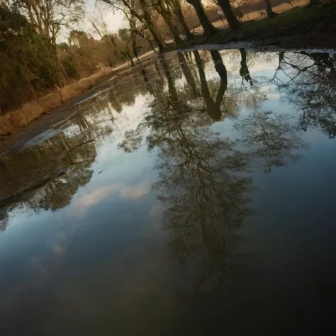 cinematic film still of <lora:rotated view Style:1> Dutch Angle Style,Dutch tilt Style,canted angle Style,or oblique angle Style,cinematic film look,dramatic light , rotated view
a puddle of water with trees in the background, shallow depth of field, vignette, highly detailed, high budget, bokeh, cinemascope, moody, epic, gorgeous, film grain, grainy
