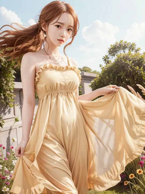photorealistic,realistic, solo, photorealistic, best quality, ultra high res,

blonde hair in a ponytail, wearing a yellow sundress, breeze blowing through the grass,


beautiful, masterpiece, best quality, extremely detailed face, perfect lighting, solo,1girl,

best quality, ultra high res, photorealistic,
ultra detailed,
masterpiece, best quality,
yoona1, <lora:yoona_v1:0.8>