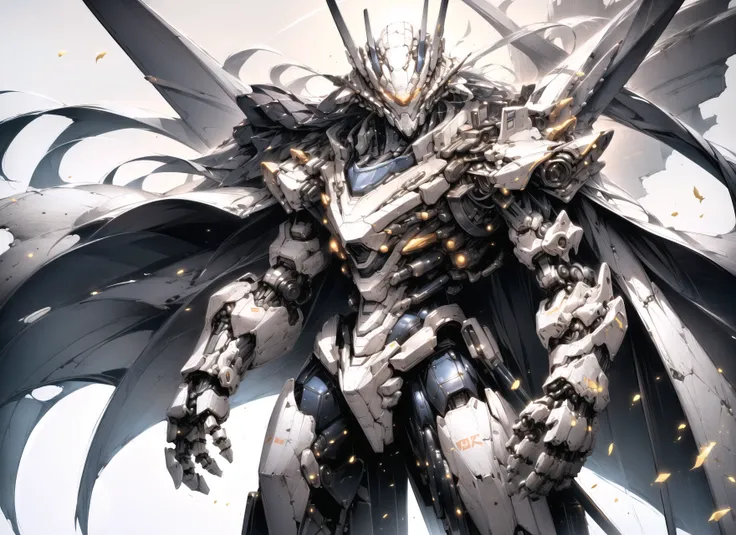 cgmech,
solo, white mecha robot, cape, science fiction, torn clothes, glowing, standing, robot joints, mecha, armor, cowboy shot, (floating cape), intense sunlight, silver dragonborn
, ((masterpiece, best quality)), <lora:cgmechmix_offset:1><lora:more_details:0.3> <lora:Niji:0.5><lora:dragonborn_offset:0.7>