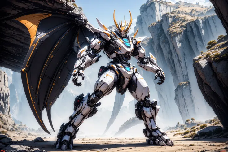 cgmech, dragon robot, full body, tail, dynamic pose, ((masterpiece, best quality)), outdoors, epic background <lora:cgmechmix_offset:1><lora:more_details:0.3> <lora:dragonborn_offset:0.7>
