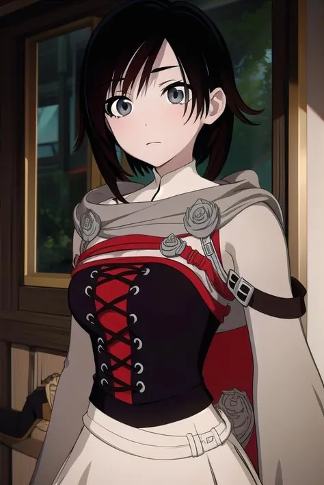 rubyrose, <lora:rubyrosev4-lora-nochekaiser:1>,
ruby rose, black hair, short hair, (grey eyes:1.5),
BREAK ,
BREAK looking at viewer,
BREAK outdoors,
BREAK <lora:GoodHands-vanilla:1>, (masterpiece:1.2), best quality, high resolution, unity 8k wallpaper, (illustration:0.8), (beautiful detailed eyes:1.6), extremely detailed face, perfect lighting, extremely detailed CG, (perfect hands, perfect anatomy),