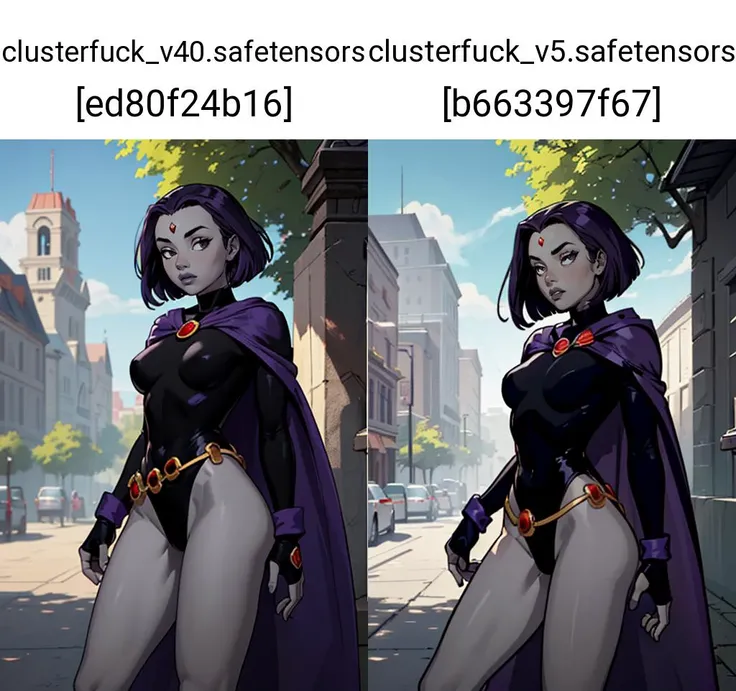 (masterpiece, best quality:1.2), <lora:raven:.95>, raven, 1girl, solo, breasts, medium breasts, gloves, belt, fingerless gloves, cape, leotard, colored skin, highleg, black leotard, highleg leotard, grey skin, forehead jewel, loose belt, outdoors,