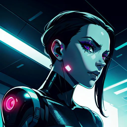 cyberpunk android, cyborg, futuristic, detailed, (prettyeyes:0.75)