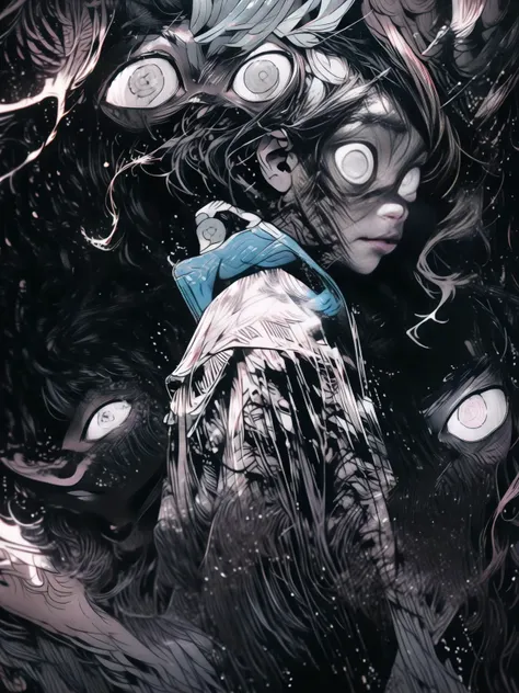 )cowboysot)masterpiece, best quality, by artist junji ito style, shoggoth, body horror, black slime, melting, 1girl, <lora:ahegaoHoodie:1>, ahegao hoodie, wearing hoodie, blushing , <lora:CosmicEldritchTech:.5>, vivid colors, tentacles, spikes, chains, particle effects, 8k, absurdres, (extremely detailed CG unity 8k wallpaper), intricate storm of swirls of light in the head, stylized beauty, by petros afshar, ross tran, tom whalen, peter mohrbacher, artgerm, shattered glass, bubbly underwater scenery, radiant light, big eyes, , Hasselblad photography, 4k photograph, sharp focus, intricate details, ((intricate alien hood)), chubby, (pink collar) (tentacle hair:1.4), <lora:more_details:.3>, <lora:LAS:.5>, <lora:眼睛双:.5>, multiple eyes, <lora:itoStyleLoRA:1> <lora:nijiexp:1>