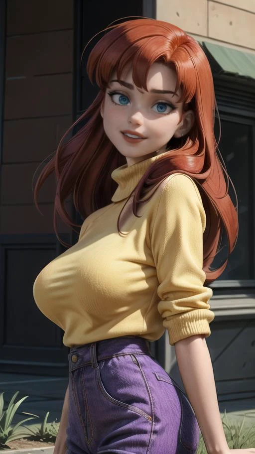 masterpiece, ultra realistic, 8k,perfect artwork, ((perfect female figure)),(masterpiece, best quality, beautiful detailed eyes, ultra-detailed, intricate details,beautiful detailed face,perfect_face,perfect_hand), <lora:Mary Jane Watson_v1:1> mary jane watson, red hair, ,yellow long sweatshirt with purple turtleneck ,red lips, full body, anime,sweatshirt,
Standing with one foot slightly lifted,
brazen,
in a changing room,
hair over crotch,
<lora:add_detail:1> trending