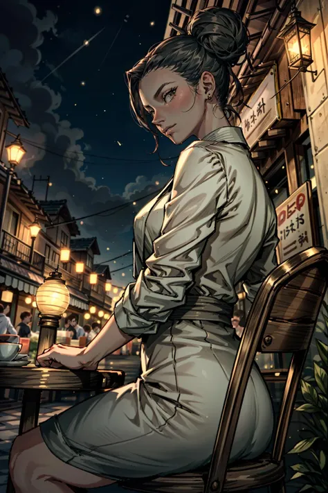 (masterpiece, best quality:1.3)
<lora:epi_noiseoffset2:1> <lora:add_detail:0.7> <lora:REExcella Gionne:0.8>
REExcellaGionne, 1girl, solo,brown eyes, hair bun, point-of-view , outdoor cafe, evening, cozy and warmly lit with cafe lights and lanterns