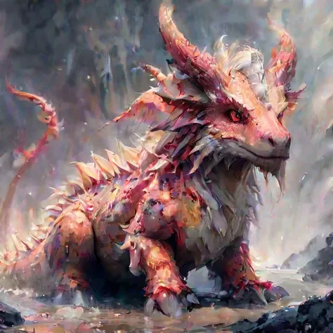 <lora:Bovine_DNA_XL:1>bovinedna, a bioluminescent airy magma elemental dragon, spines skin, spikes, horned head BREAK cinematic photo with dramatic lighting, high-fantasy setting, riverbank, <lora:detailed_notrigger:0.7> <lora:Mythical_Beasts:1>fmb