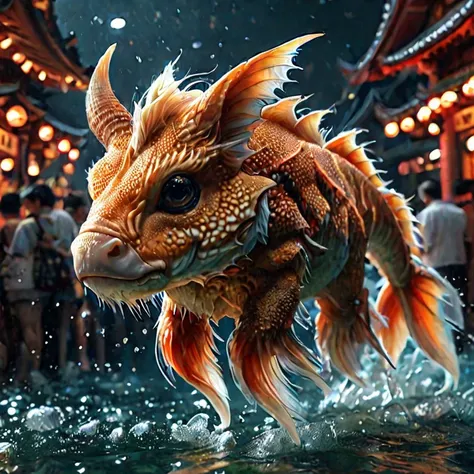 <lora:Bovine_DNA_XL:1>bovinedna, Goldfish cinematic photo with dramatic lighting, high-fantasy night market, <lora:detailed_notrigger:0.7> <lora:Mythical_Beasts:0.7>fmb