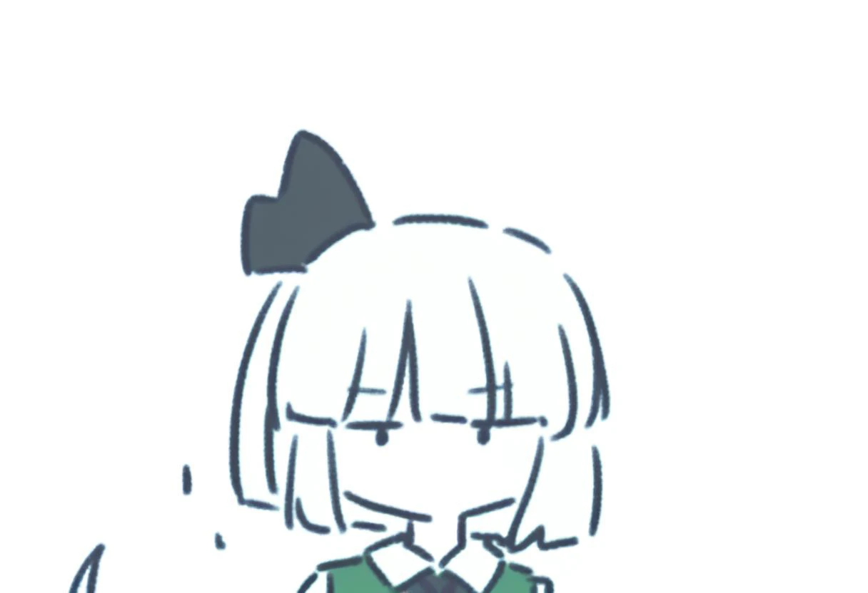 solo focus, (konpaku youmu \(ghost\), touhou), expressionless, upper body, simple drawing