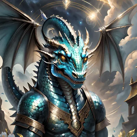 dragon, hyper realistic face, intricate, detailed, sky, (masterpiece) <lora:LabradoriteStyle-000010:1> LabradoriteStyle