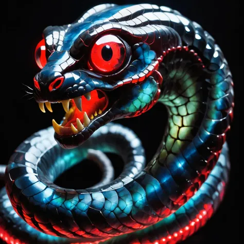 snake with red eyes, neon, shine, back light light <lora:LabradoriteStyleAIXL:0.5> LabradoriteStyleAI