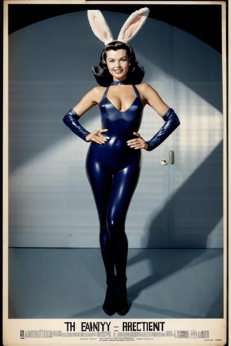 vintage, a woman wearing a bunny suit <lora:vintage:1>