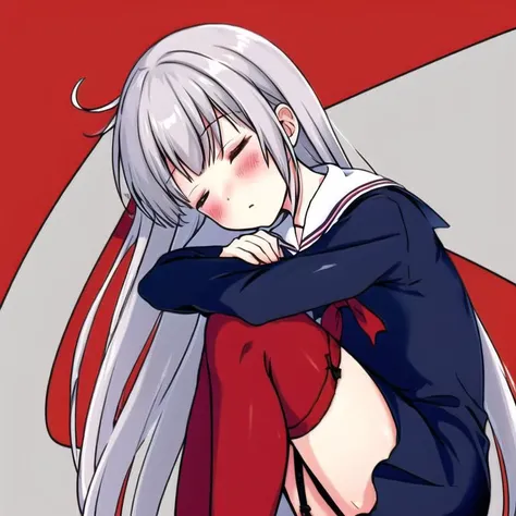 Highest quality　I have long hair　Gray Hair　Hina Sorazaki　Red eyes　I don't have anything　Odd Eye　kind　School Swimsuit　One person