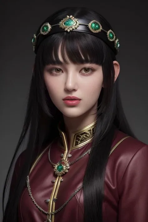 a beautiful empress portrait, black hair, perfect brown eyes, with a brilliant, impossible striking big Christmas headpiece, clothes Santa robes, everything Christmas, snow, symmetrical, dramatic studio lighting, rococo, baroque, greens, asian, hyperrealism, closeup, D&D, fantasy, intricate, elegant, highly detailed, digital painting, artstation, octane render, 8k, concept art, matte, sharp focus <lora:00_NewJeans_Danielle-000005:1>