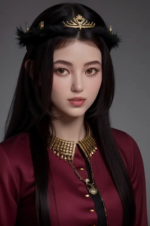 a beautiful empress portrait, black hair, perfect brown eyes, with a brilliant, impossible striking big Christmas headpiece, clothes Santa robes, everything Christmas, snow, symmetrical, dramatic studio lighting, rococo, baroque, greens, asian, hyperrealism, closeup, D&D, fantasy, intricate, elegant, highly detailed, digital painting, artstation, octane render, 8k, concept art, matte, sharp focus <lora:00_NewJeans_Danielle-000006:1>