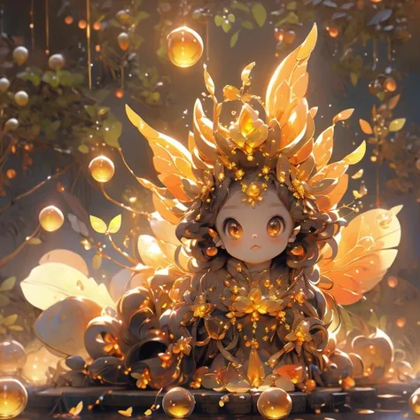 <lora:fairy:0.8>1 girl, lovely citrine fairy, 10 years old, full of energy,<lora:Guofeng blindbox_20230706102852:1>