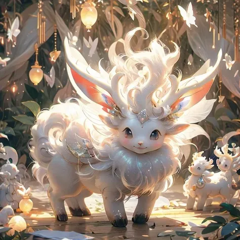 <lora:fairy:0.8>Lovely white deer Buddha, fairy, full of vitality