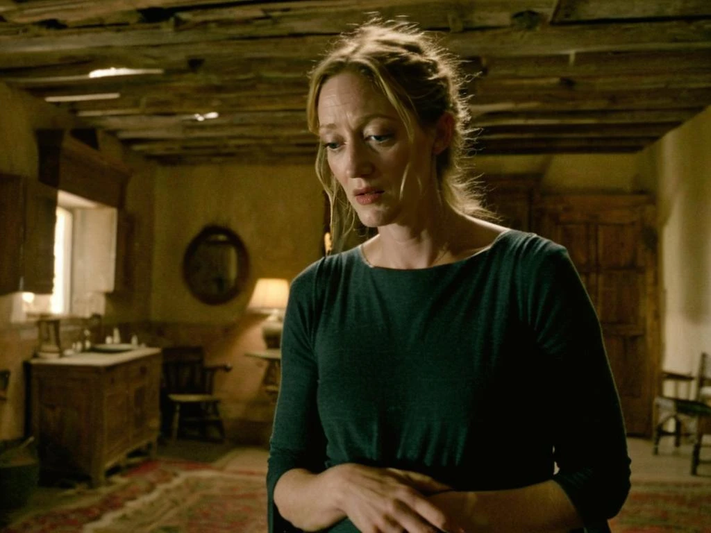 loneliness, affection, (masterpiece,best quality:1.5), Style of Cimabue,Aestheticism ( Judy Greer, Tranquil, Hutch,Thunderstorm,Haitian,Farmhouse