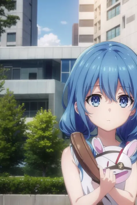 Yoshino Astral Dress、Long Hair、blue eyes、ribbon、Animal Ears、Hair between the eyes、Blue Hair,(Perfect hands),(Perfect Anatomy),(masterpiece),(highest quality),garden,Embarrassed,blush,smile,looking at the camera
