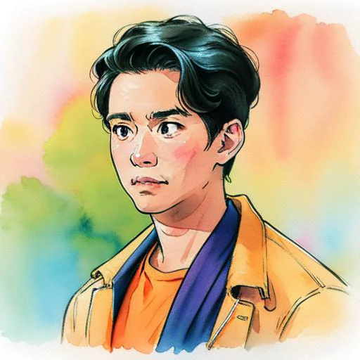 PitaMF man,Orange JAcket, <lora:nameenamastyle:1>maneemana style,Watercolor style Portrait <lora:pitamf:1>
Painting Style(masterpiece),(best quality:1.1),realistic,style of master anime,perfect perspective,intricate detail
