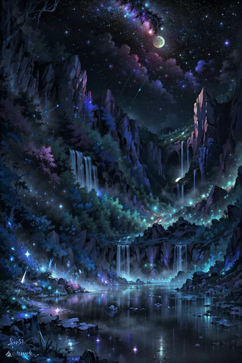 ((best quality, masterpiece, absurbres, super-resolution)), moon, galaxy, waterfall, <lora:UMBRA-CORE_v10:1>
