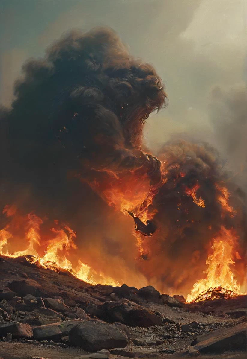 fight fire with gasoline, <lora:EldritchRomanceIllustration:0.5> <lora:XL_boss_battle:0.8>