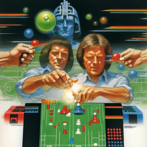 atari artwork style, color pencil drawing for promotional material for a online a head to head game of the minds, virtual <lora:Atari Artworks_SDXL_2-000012:1>