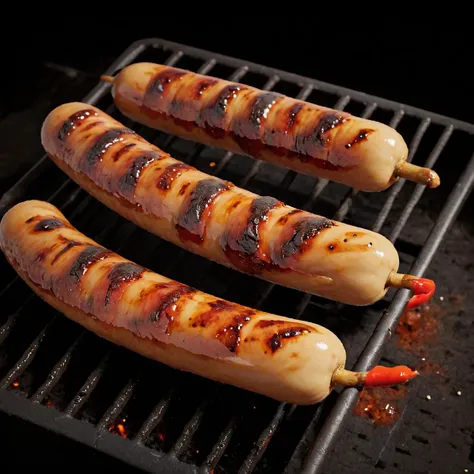 <lora:Sausage:1>Sausage,(charred grill lines:1.1), smokey roasted,red paprika glazed, (casings are tight:1), plump and ready to pop