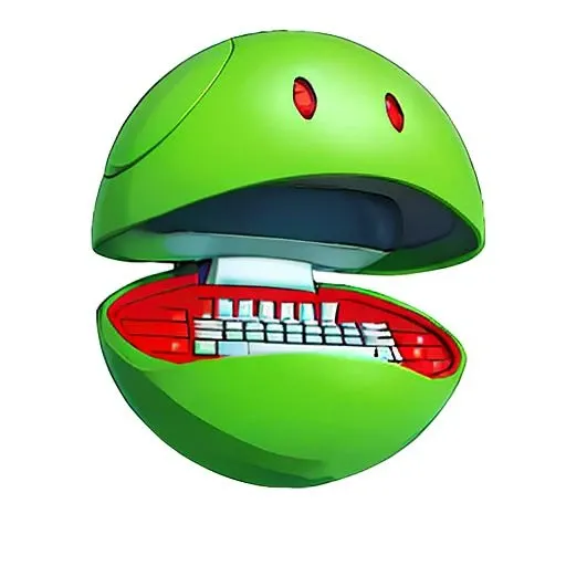 retro_artstyle,anime_style,anime_coloring,style_parody,parody,
<lora:haro017:0.6>,
open_mouth,haro,ball mode,1robot,solo,red eyes,no eyebrows,open mouth,looking away,green paint,outline,closed hatch,full body,keyboard,monitor,mechanics,no humans,white background,