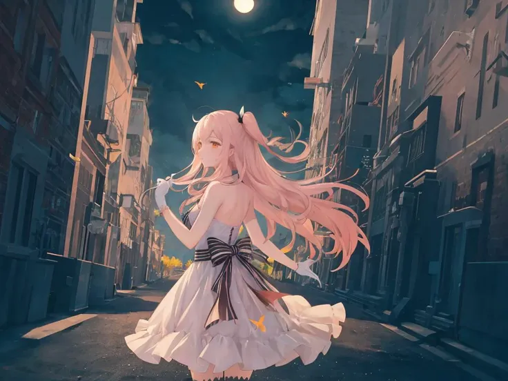 original, (masterpiece), (illustration), (extremely fine and beautiful), (perfect details), (unity CG 8K wallpaper:1.05), (beautiful and clear background:1.25), (depth of field:0.7),1girl,huanxiaoyi , (stands aside the river:1.15).(hair blowing with the wind:1.1),butterflys flying around, (moon light:0.6), tree, (summer), (night:1.2), (close-up:0.35), (gloves:0.8), solo ,<lora:huanxiaoyi-000020:1>