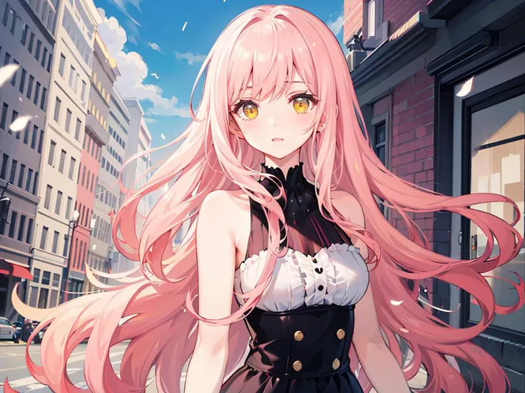super fine illustration,masterpiece, best quality,{beautiful detailed eyes},1girl,finely detail,Depth of field, 4k wallpaper,bluesky,cumulus,wind,insanely detailed frills,extremely detailed lace,BLUE SKY, 1girl,huanxiaoyi, <lora:huanxiaoyi-000018:1>,,There are many scattered luminous petals,Hidden in the light yellow flowers,Depth of field,She bowed her head in frustration,Many flying drops of water,Upper body exposed,Many scattered leaves,branch ,angle ,contour deepening,cinematic angle ,{{{Classic decorative border}}},yellow eyes