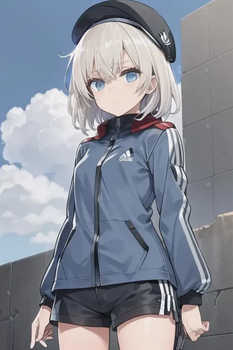 MP446,1girl,solo,beret,adidas,1girl, solo, expressionless,messy short hair, short shorts,closed mouth, upper body, outdoors, blue sky, cloud ,ruins background,cowboy shot,
<lora:MP446-000007:0.7> ,<lora:style_asanagi-03:0.35>