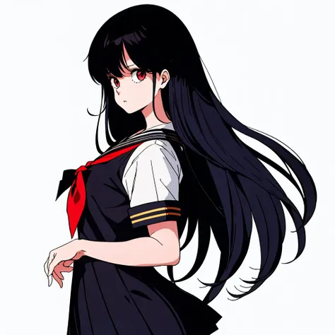 1girl,A beautiful young girl with long, black hair wearing a sailor uniform,<lora:flat2:-0.2>,<lora:boldline2:-0.5>,<lora:saturation:0.0>,<lora:noline:-0.5>,,<lyco:kimagure:0.8>