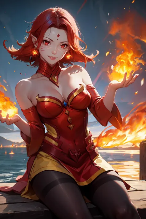 flames, fireball, sitting by a lake, sexually suggestive,
1girl, naughty smile, bare shoulders, red hair, facial mark, red eyes, pantyhose, miniskirt, pointy ears,
CG, 8k, ultra sharp, realistic light, top quality, best quality, official art, beautiful and aesthetic, highest detailed,
lina, <lora:Linav0.2:1:MIDD2>
