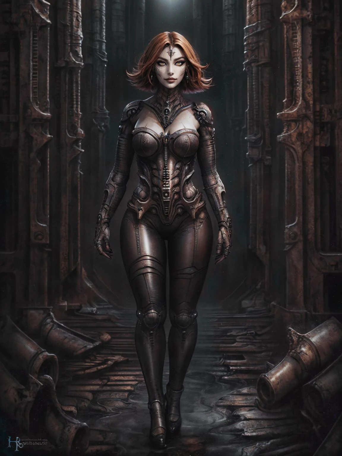 lina,(best quality:1.4),intricate details, HRGigerArhP style, biomechanoid style, cinematic lighting,
(insanely detailed, beautiful detailed skin, masterpiece),pale skin,
<lora:HRGigerArhPv10:0.8> <lora:Linav0.2:0.6>