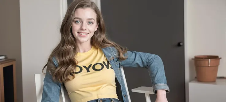 A realistic Photo.
Beautiful woman jp-Mishav2-3050 in room. She has long curly blond hair and soft breasts. Awesome smile.
She is dressed in a yellow tshirt and denim shorts.
Sitting on a Chair and listen to a big science fiction statue on a table designed by Dieter Rams.
A Picture inspired by Alessandro Biffignandi.
<lora:Denim Shorts by Stable Yogi:0.2>
<lora:0_Dieter-Rams_SD1.5_v1:0.4>
<lora:Alessandro-Biffignandi_sd1.5_v0.43:0.4>