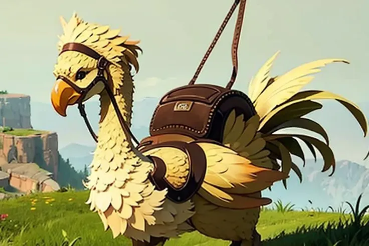 solo, chicken, bird, chocobo <lora:CHOCO768:1>