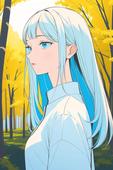 1girl, artistic 3D Rendering, Zen, award winning, Fashion shot of a ("The Enscenement of Awe":1.3) , it is very Good and Lo-Fi, lush woods with Birch tree, Hurricane, soft focus, realism art, [ (street art by Hale Woodruff:0.9) | (Cyril Pontet:0.8) ], Cel shading, Light, Emo Art, Bloom light, L USM, Infrared, Amber palette, Blue details, arthouse, highly detailed, tranquil, colorful