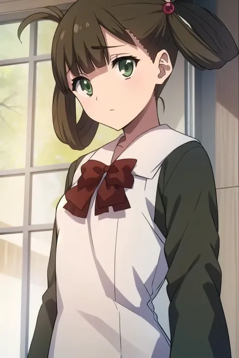 hikarikuroda, <lyco:hikarikuroda-lyco-nochekaiser:1>,
hikari kuroda, bangs, (brown hair:1.5), hair ornament, twintails, (green eyes:1.5), hair bobbles, hair rings,
BREAK school uniform, long sleeves, bow, red bow,
BREAK looking at viewer,
BREAK indoors, classroom,
BREAK <lyco:GoodHands-beta2:1>, (masterpiece:1.2), best quality, high resolution, unity 8k wallpaper, (illustration:0.8), (beautiful detailed eyes:1.6), extremely detailed face, perfect lighting, extremely detailed CG, (perfect hands, perfect anatomy),