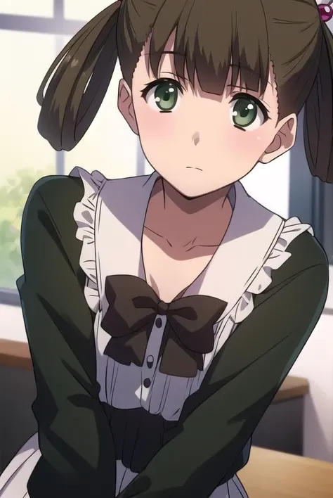 hikarikuroda, <lyco:hikarikuroda-lyco-nochekaiser:1>,
hikari kuroda, bangs, (brown hair:1.5), hair ornament, twintails, (green eyes:1.5), hair bobbles, hair rings,
BREAK school uniform, long sleeves, bow, red bow,
BREAK looking at viewer,
BREAK indoors, classroom,
BREAK <lyco:GoodHands-beta2:1>, (masterpiece:1.2), best quality, high resolution, unity 8k wallpaper, (illustration:0.8), (beautiful detailed eyes:1.6), extremely detailed face, perfect lighting, extremely detailed CG, (perfect hands, perfect anatomy),