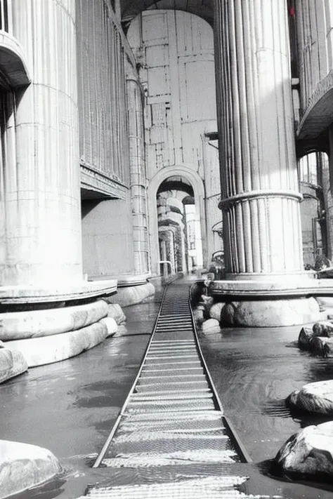 vast empty scenes, (catwalks:1.2), (arch:0.8), (pillars:0.8) , pipes, fern , (eco-brutalism:1.2), vast scenery <lora:Blame!:1.1> ,watah, ((concrete temple, rocks)) <lora:watah:0.7>