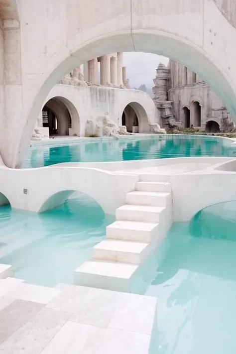 vast empty scenes, (catwalks:1.2), (arch:0.8), (pillars:0.8) , pipes, fern , (eco-brutalism:1.2), vast scenery <lora:Blame!:1.1> ,watah, ((concrete temple, rocks)) <lora:watah:0.7>