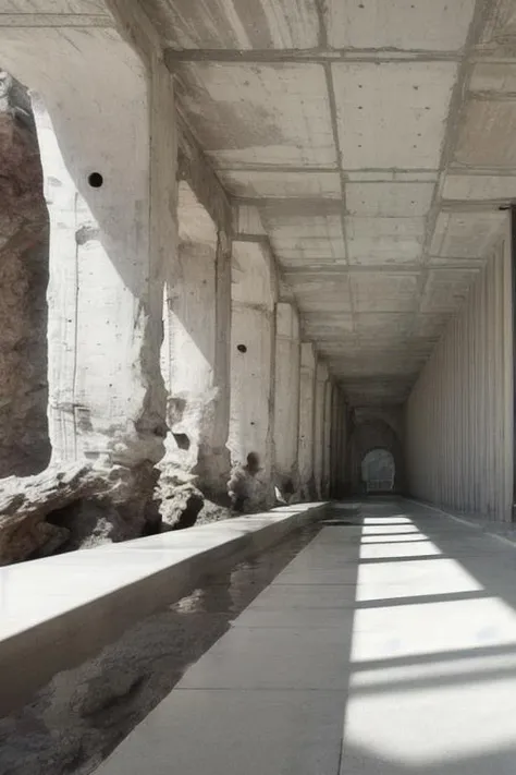 vast empty scenes, (catwalks:1.2), (arch:0.8), (pillars:0.8) , pipes, fern , (eco-brutalism:1.2), vast scenery <lora:Blame!:1.1> ,watah, ((concrete temple, rocks)) <lora:watah:0.7>,