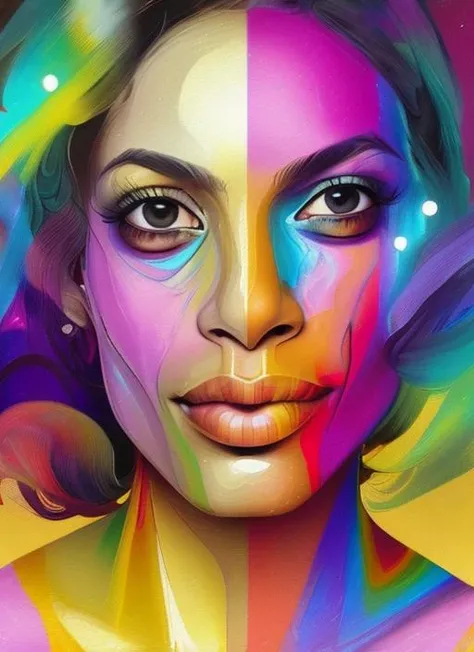 modern portrait of sks woman, rainbow colours, splatter paint, dreamy and ethereal, golden ratio, peaceful expression, ornate frilly dress, fantasy, intricate, elegant, black background highly detailed, digital painting, artstation, concept art, smooth, b sharp focus, illustration, art by patrice murciano, artgerm and greg rutkowski and alphonse mucha