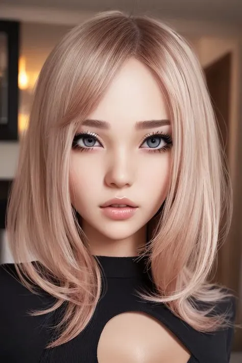 beautiful girl, woman, solo, sexy body, (cute:1.3), (([slip], [Rose gold hair], [half-up half-down hairstyle])), realistic, (cute), (detailed face), detailed eyes, detailed iris, cameltoe,,,, masterpiece, best quality, highly detailed